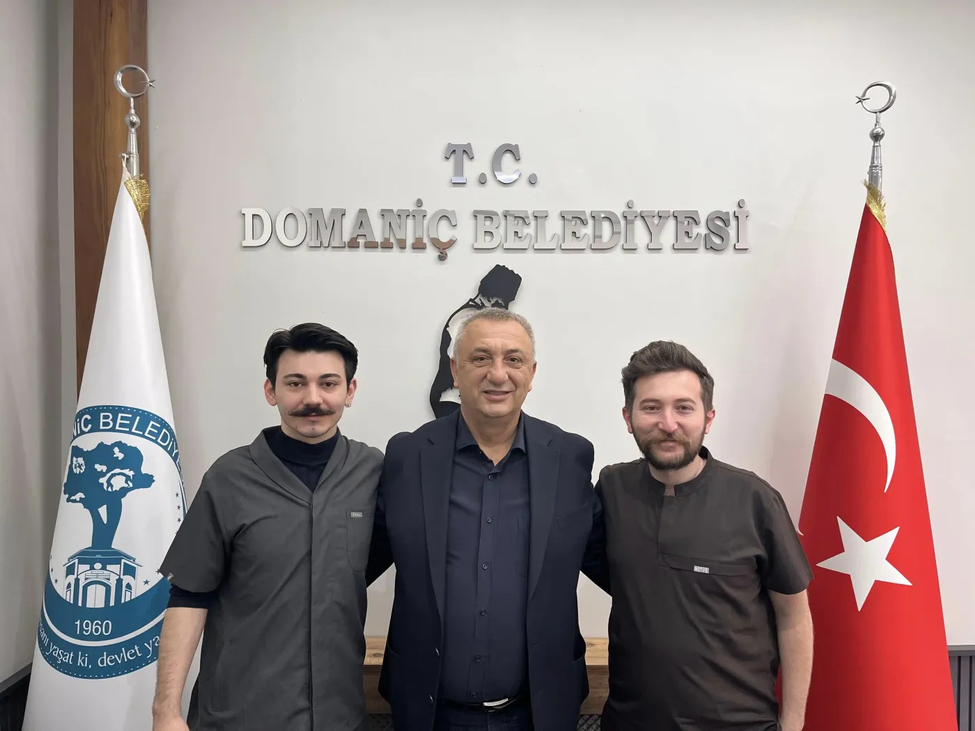 Domaniç Belediyesi'nde Dt. Mustafa Can Öner, Belediye Başkanı Engin Uysal ve Dt. Ali Kabak
